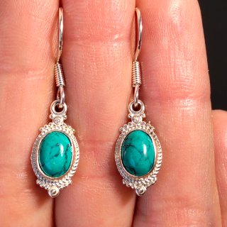 Pendientes Plata 925 con Turquesa Ovalada