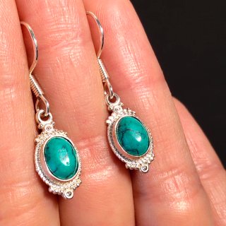 Pendientes Plata 925 con Turquesa Ovalada