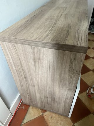 Mueble TV madera y blanco