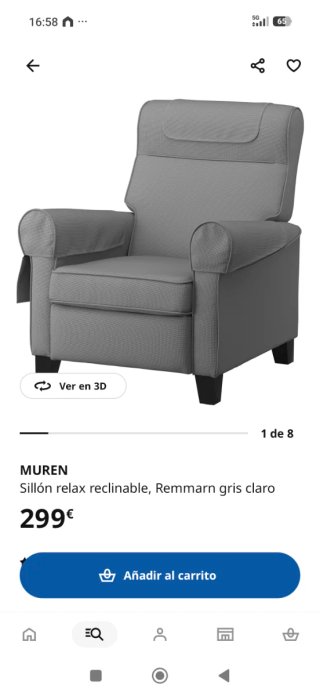 Sillón reclinable Muren Ikea beige