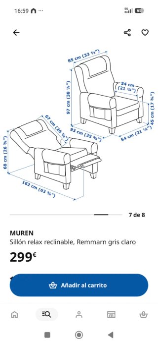 Sillón reclinable Muren Ikea beige