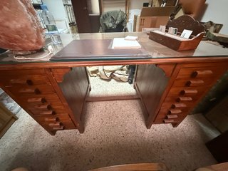 Escritorio madera y cristal