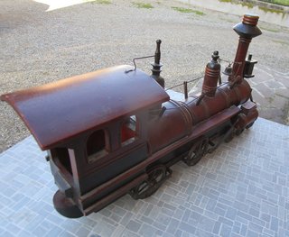 Locomotiva ciliegio e metallo anni '70