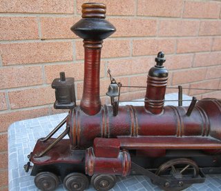 Locomotiva ciliegio e metallo anni '70