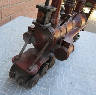 Locomotiva ciliegio e metallo anni '70