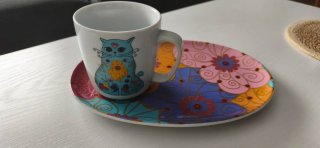 Pack 2 Tazas Gato Porcelana y taza con plato aloja