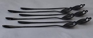 Set 6 cucchiaini lunghi cocktail teschio neri