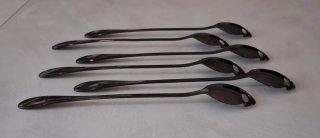 Set 6 cucchiaini lunghi cocktail teschio neri