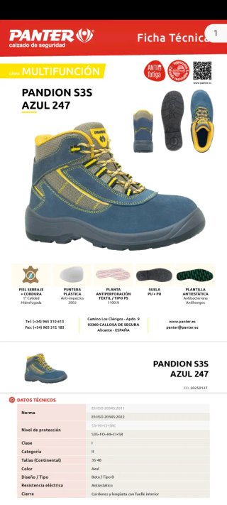 Botas seguridad Panter Pandion S3S T.45