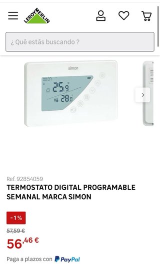 Termostato Digital Simon Programable Semanal