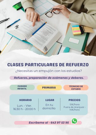 Maestra de Primaria. Clases particulares domicilio