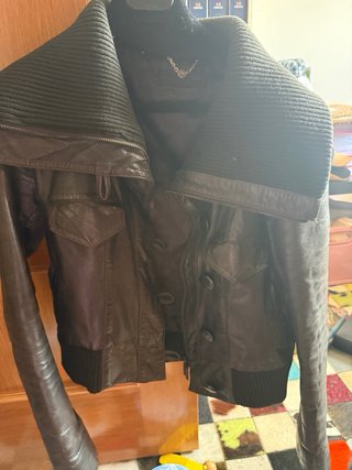 Chaqueta Piel Vintage Purificación García Marrón
