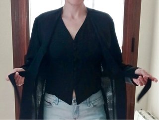 Chaqueta + Chaleco Bordado Negro 2 en 1