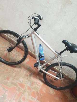 Bicicleta de montaña plateada