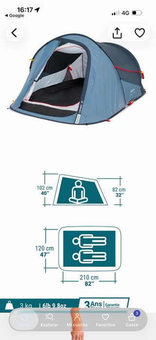 Tienda de campaña Quechua 2 personas