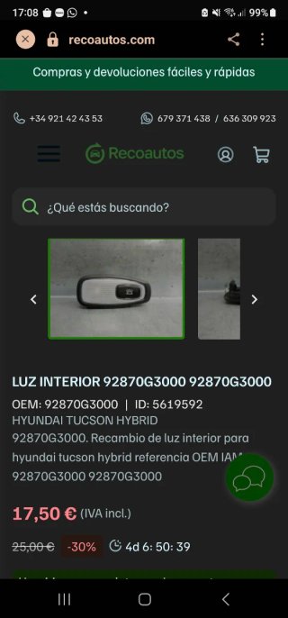 Luz interior LED Hyundai Kia