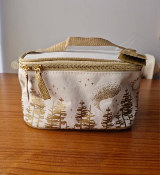 Neceser blanco y dorado con estampado NUEVO