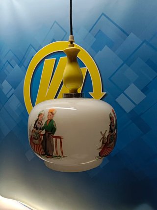 Lámpara colgante cristal opalino diseño holandés