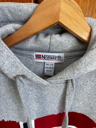 Sudadera gris con capucha y bandera de Noruega