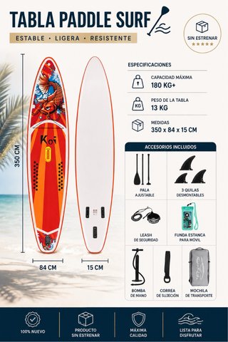 Tabla Paddle Surf 180kg+ LIQUIDACIÓN DE TEMPORADA