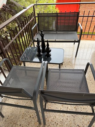 Juego de sillones exterior metal y cristal