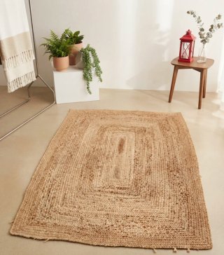Alfombra de yute natural beige y marrón