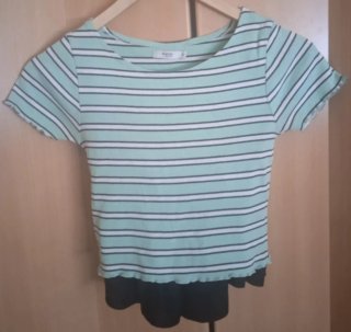 Conjunto; Falda-pantalón negra T.38 + camiseta ver