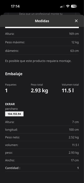 Perchero de pie EKRAR Ikea