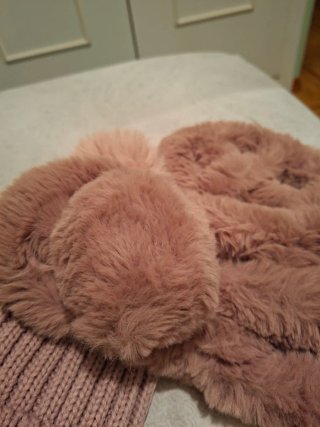 Gorro y bufanda rosa palo