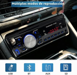 Autoradio 1‐DIN Bluetooth con USB/SD/AUX y FM