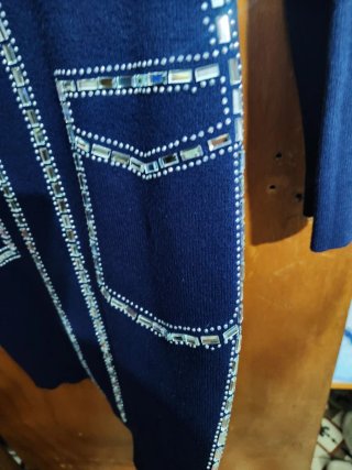 Vestido azul mini con pedrería Talla S