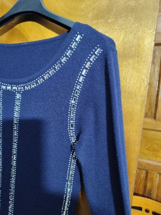 Vestido azul mini con pedrería Talla S