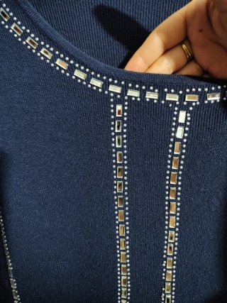 Vestido azul mini con pedrería Talla S