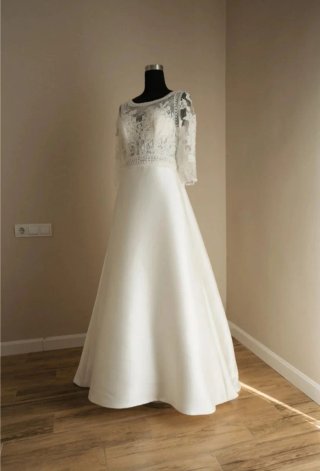 Vestido de Novia Blanco Encaje Manga Larga