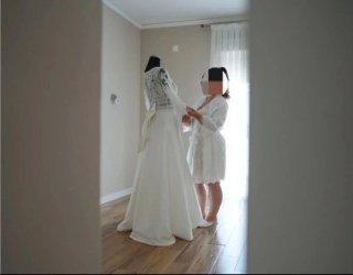Vestido de Novia Blanco Encaje Manga Larga