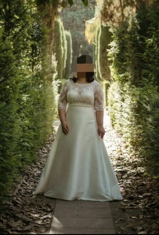 Vestido de Novia Blanco Encaje Manga Larga