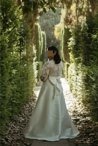 Vestido de Novia Blanco Encaje Manga Larga