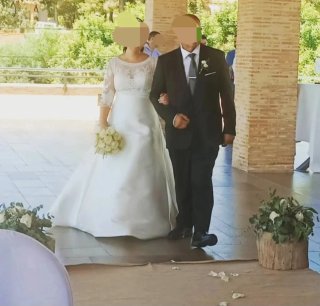 Vestido de Novia Blanco Encaje Manga Larga