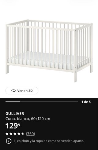 Cuna GULLIVER blanca 60x120 cm