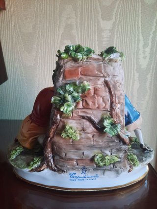 Figura Capodimonte Niños Fuente Cerámica