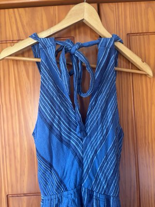 Mono largo de rayas con escote halter Indigo Rein