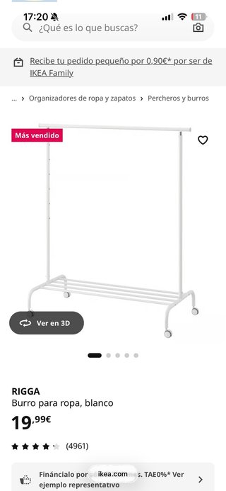Burro percha RIGGA Ikea blanco Tengo 2