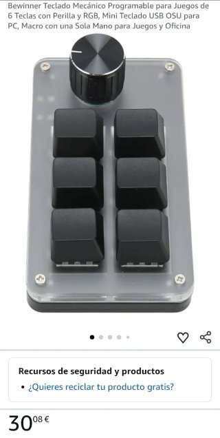 Mini Teclado con Perilla Negra y Plateada
