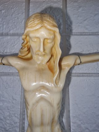 Cuadro Cristo Relieve Blanco