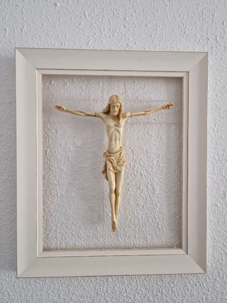 Cuadro Cristo Relieve Blanco