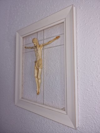 Cuadro Cristo Relieve Blanco