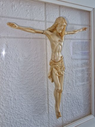 Cuadro Cristo Relieve Blanco