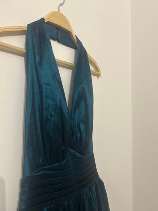 Vestido escote Halter Turquesa profundo