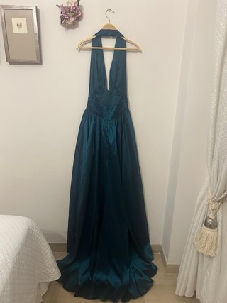 Vestido escote Halter Turquesa profundo