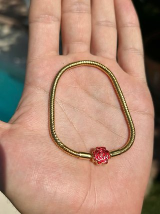 Pulsera Pandora Serpiente con Rosa Roja